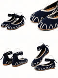 Bailarinas de crochet estilo bohemio con cordones N5810
