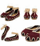 Bailarinas de crochet estilo bohemio con cordones N5810