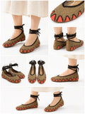 Bailarinas de crochet estilo bohemio con cordones N5810