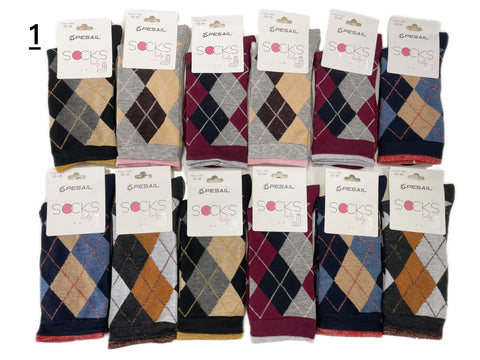 Calcetines de mujer con diseño de rombos - pack 12 pares