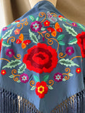 MANTON FLAMENCO BORADO FLORE ROJO -270053 AZUL