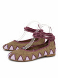 Bailarinas de crochet estilo bohemio con cordones N5810