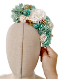 Corona de Flores Flamenca Hecha a Mano con Flores de Tela TK-26-f17