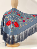 L01-270032 MANTONCILLO BORDADO FLAMENCO AZUL VAQUERO - FELIZ SHOPPING 