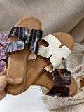 Sandalias Planas Mujer Diseño H con Textura MT16