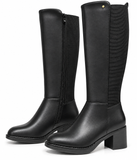 Botas Altas de Mujer con Tacón Ancho, Caña Elástica y Cremallera Lateral TF8922