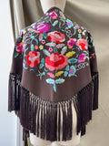 LM1-270039 MANTONCILLO BORDADO FLAMENCO CAFE