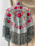 Mantón Flamenco Bordado con Flecos -Mantoncillo de Flamenca -Varios Colores Tk26