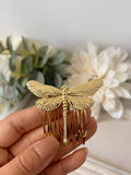 Broche y Peineta Dorada Libélula -Accesorio Flamenco BRO599