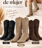 Botas Cowboy de Mujer con Bordado -Punta Fina y Tacón Ancho V-26