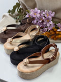 Sandalias Mujer de Plataforma Espadrilles con Suela de Yute 6019 6019B