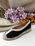 Alpargatas Mujer Espadrilles de Yute – Zapatos Planos de Verano (Negro / Dorado / Beige) TF2907