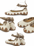 Bailarinas de crochet estilo bohemio con cordones N5810