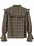 Blusa de Cuadros para Mujer con Volantes – Estilo Vintage 15376