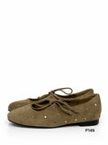 Bailarina de mujer estilo vintage con tachuelas -Zapato plano tipo Mary Jane