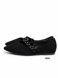 Bailarina de mujer estilo vintage con tachuelas -Zapato plano tipo Mary Jane