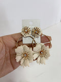 Pendientes Florales Estilo flamenco con Aro -Metal Pintado -Largo 8cm pen899 - FELIZ SHOPPING 