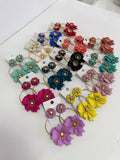 Pendientes Florales Estilo flamenco con Aro -Metal Pintado -Largo 8cm pen899 - FELIZ SHOPPING 