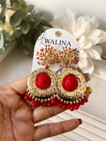 Pendientes flamencos vintage con medallón y flecos pen1199