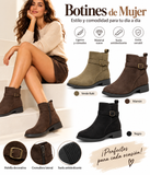 Botines de Mujer con Hebilla y Cremallera Lateral – Tacón Bajo, Cómodos y Elegantes 12353