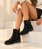 Botines de Mujer con Hebilla y Cremallera Lateral – Tacón Bajo, Cómodos y Elegantes 12353