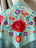 LM MANTONCILLO BORADO FLORE ROJO-VERDE AGUA 2 - FELIZ SHOPPING 