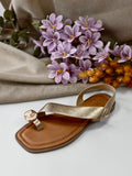 Sandalias Mujer Planas Tipo Dedo con Detalle Metálico MY46