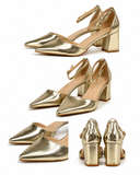 Zapatos de tacón con punta fina y pulsera al tobillo 8338