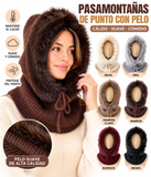 Pasamontañas de Punto para Mujer con Pelo Suave-Gorro y Cuello 2 en 1 -Cálido y Cómodo para Invierno go1499
