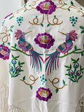 M01-2 Mantón bordado con flores y aves con flecos MANT3999