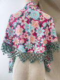 Mantón Rocío con Flecos madroño – Chal Floral Español tk-26-M