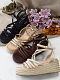 Sandalias Mujer de Plataforma Espadrilles con Suela de Yute 6016 - FELIZ SHOPPING 