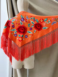 LM MANTONCILLO BORADO FLORE ROJO-NARAJA 24 - FELIZ SHOPPING 