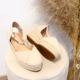 Sandalias de cuña estilo alpargata con punta cerrada | Mary Jane con correa - FELIZ SHOPPING 