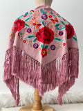 MANTON FLAMENCO BORADO FLORE ROJO -2700513 ROSA