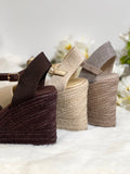 Sandalias de cuña mujer verano plataforma esparto cómodas varios colores TF1021