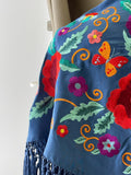 MANTON FLAMENCO BORADO FLORE ROJO -270053 AZUL
