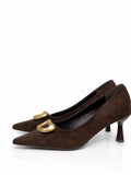 Zapatos de tacón medio con punta fina y adorno metálico-Tacón 6 cm AA83