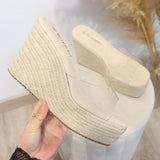 Sandalias de cuña con banda transparente | Plataforma abierta - FELIZ SHOPPING 