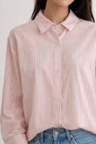Camisa de rayas finas rosa y blanco de manga larga 798-RS