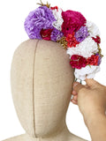 Corona de Flores Flamenca Hecha a Mano con Flores de Tela TK-26-f17