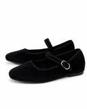 Bailarinas Mary Jane de terciopelo estilo retro -Cómodas combinables y disponibles en varios colores H9037