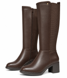 Botas Altas de Mujer con Tacón Ancho, Caña Elástica y Cremallera Lateral TF8922