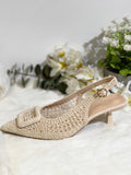 Zapatos de Tacón Bajo con Punta y Tejido-Elegantes y Cómodos AA56