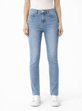 Jeans ajustados de tiro alto con elasticidad-Azul claro F5137