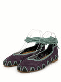 Bailarinas de crochet estilo bohemio con cordones N5810