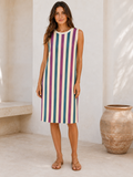 Vestido midi de rayas sin mangas YE906