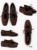 Bailarina de mujer estilo vintage con tachuelas -Zapato plano tipo Mary Jane