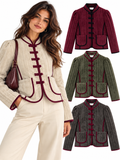 Chaqueta Corta de Mujer Estilo Oriental con Botones Chinos | Acolchada y Elegante 134315