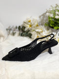 Zapatos de Tacón Bajo con Punta y Tejido-Elegantes y Cómodos AA56
